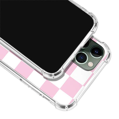 Pink and White Checkerboard iPhone 11 Pro Max Clear Case