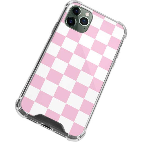 Pink and White Checkerboard iPhone 11 Pro Max Clear Case