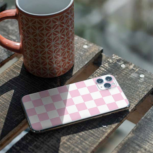 Pink and White Checkerboard iPhone 11 Pro Max Skin
