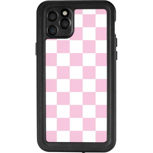 Pink and White Checkerboard iPhone 11 Pro Max Waterproof Case