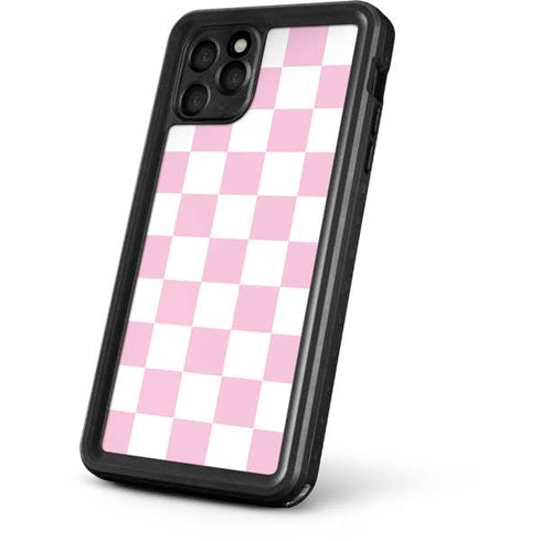 Pink and White Checkerboard iPhone 11 Pro Waterproof Case