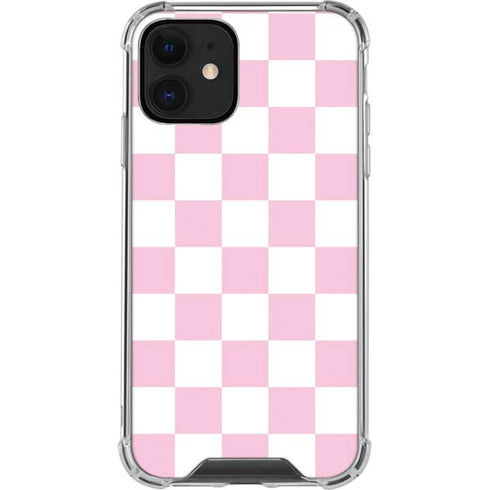 Pink and White Checkerboard iPhone 12 Clear Case