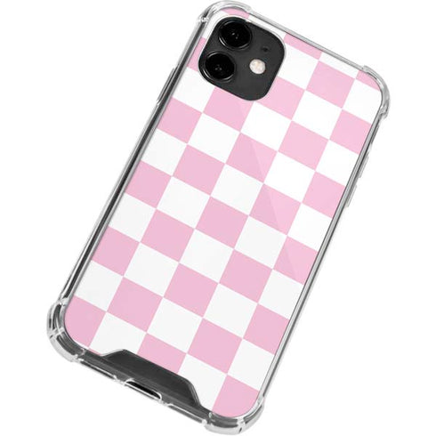 Pink and White Checkerboard iPhone 12 Clear Case