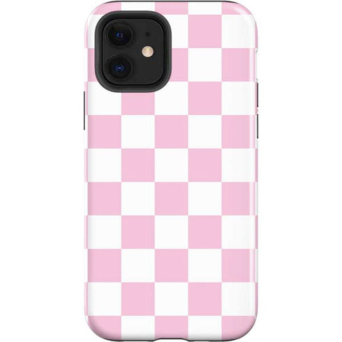 Pink and White Checkerboard iPhone 12 Impact Case