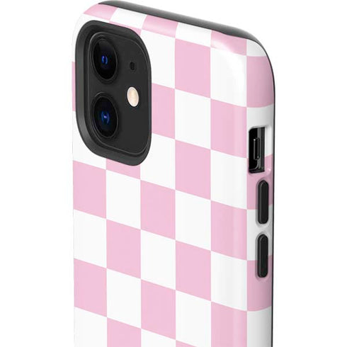 Pink and White Checkerboard iPhone 12 Impact Case
