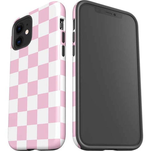 Pink and White Checkerboard iPhone 12 Impact Case