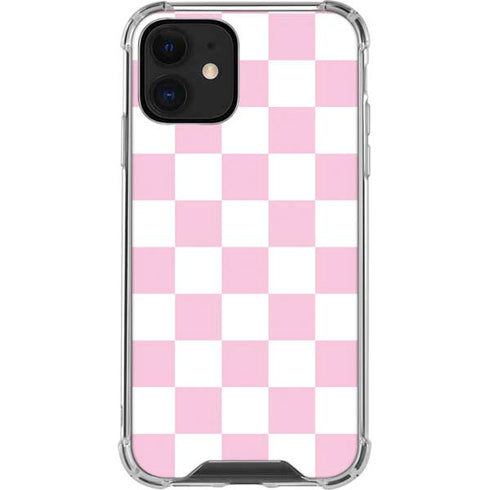 Pink and White Checkerboard iPhone 12 Mini Clear Case