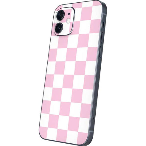 Pink and White Checkerboard iPhone 12 Mini Skin