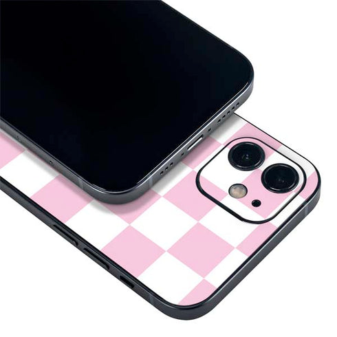 Pink and White Checkerboard iPhone 12 Mini Skin