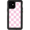Pink and White Checkerboard iPhone 12 Mini Waterproof Case