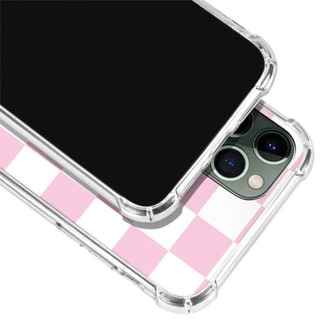 Pink and White Checkerboard iPhone 12 Pro Clear Case
