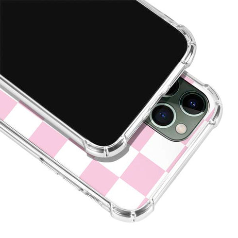 Pink and White Checkerboard iPhone 12 Pro Max Clear Case