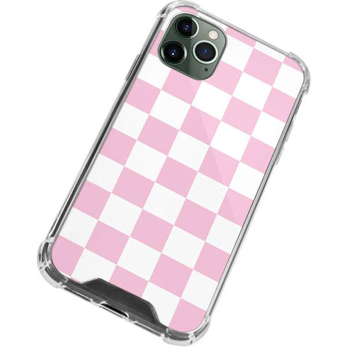 Pink and White Checkerboard iPhone 12 Pro Max Clear Case