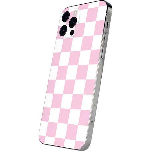 Pink and White Checkerboard iPhone 12 Pro Skin