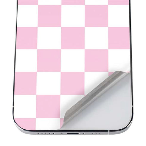 Pink and White Checkerboard iPhone 12 Pro Skin