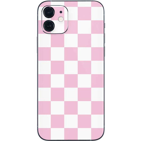 Pink and White Checkerboard iPhone 12 Skin