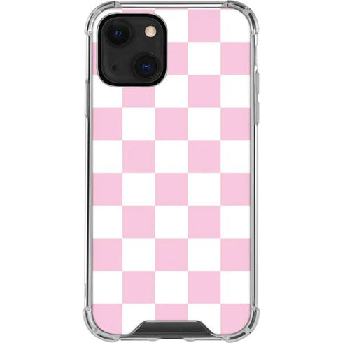 Pink and White Checkerboard iPhone 13 Clear Case