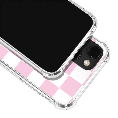 Pink and White Checkerboard iPhone 13 Mini Clear Case
