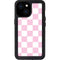 Pink and White Checkerboard iPhone 13 Mini Waterproof Case