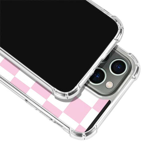 Pink and White Checkerboard iPhone 13 Pro Max Clear Case