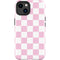 Pink and White Checkerboard iPhone 15 Plus Impact Case