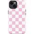 Pink and White Checkerboard iPhone 15 Plus Impact Case