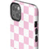 Pink and White Checkerboard iPhone 15 Plus Impact Case