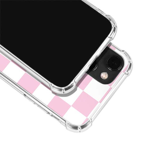 Pink and White Checkerboard iPhone 14 Plus Clear Case