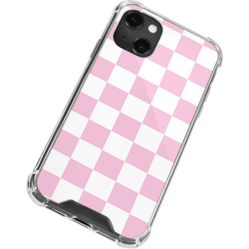 Pink and White Checkerboard iPhone 14 Plus Clear Case