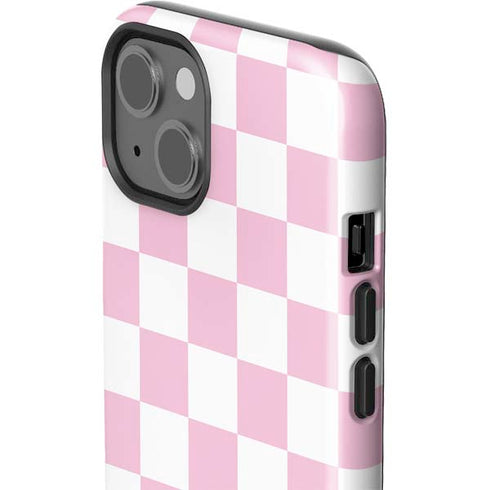Pink and White Checkerboard iPhone 15 Impact Case