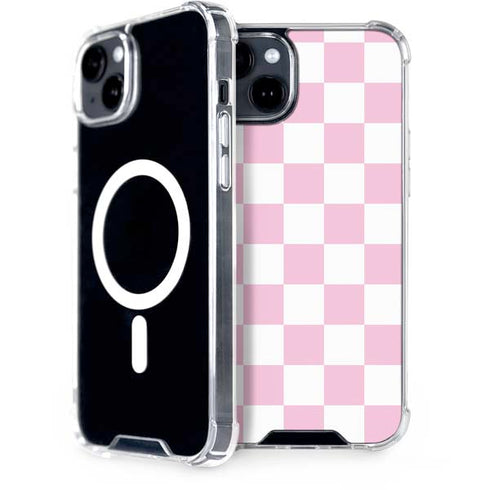 Pink and White Checkerboard iPhone 15 Plus MagSafe Case