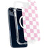 Pink and White Checkerboard iPhone 15 Plus MagSafe Case