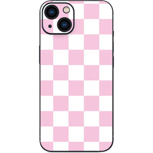 Pink and White Checkerboard iPhone 14 Plus Skin