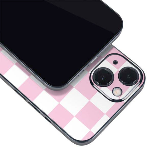 Pink and White Checkerboard iPhone 15 Plus Skin