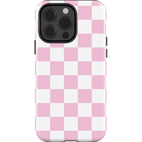 Pink and White Checkerboard iPhone 14 Pro Impact Case