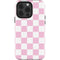 Pink and White Checkerboard iPhone 14 Pro Impact Case