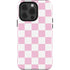 Pink and White Checkerboard iPhone 14 Pro Impact Case