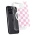 Pink and White Checkerboard iPhone 14 Pro MagSafe Case