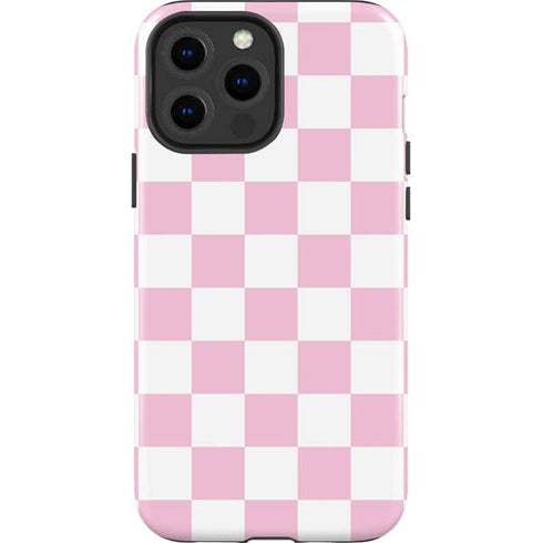 Pink and White Checkerboard iPhone 15 Pro Max Impact Case