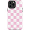 Pink and White Checkerboard iPhone 15 Pro Max Impact Case