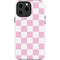 Pink and White Checkerboard iPhone 14 Pro Max Impact Case