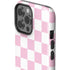 Pink and White Checkerboard iPhone 14 Pro Max Impact Case