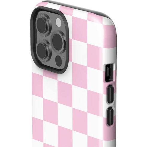 Pink and White Checkerboard iPhone 15 Pro Max Impact Case