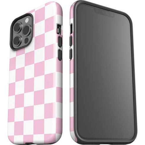 Pink and White Checkerboard iPhone 15 Pro Max Impact Case