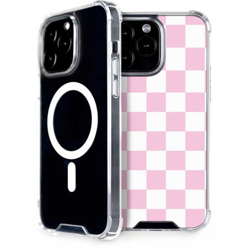 Pink and White Checkerboard iPhone 15 Pro Max MagSafe Case