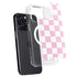 Pink and White Checkerboard iPhone 14 Pro Max MagSafe Case