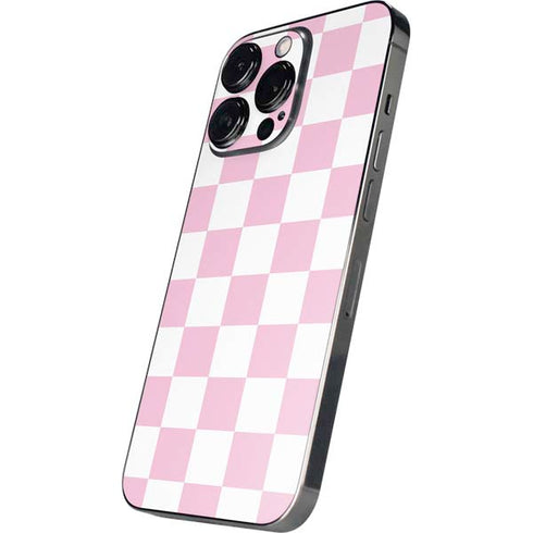Pink and White Checkerboard iPhone 14 Pro Max Skin