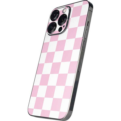 Pink and White Checkerboard iPhone 14 Pro Skin