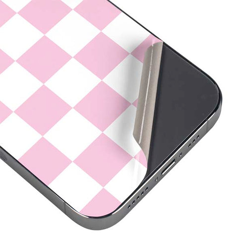 Pink and White Checkerboard iPhone 14 Pro Skin