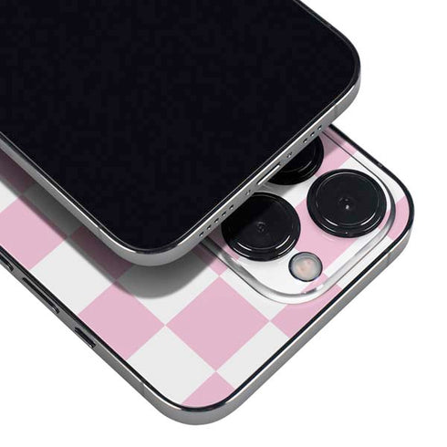 Pink and White Checkerboard iPhone 14 Pro Skin